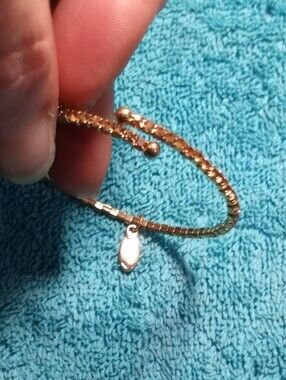 Gold-Tone Adjustable Women's Bangle Bracelet With Amber Crystals